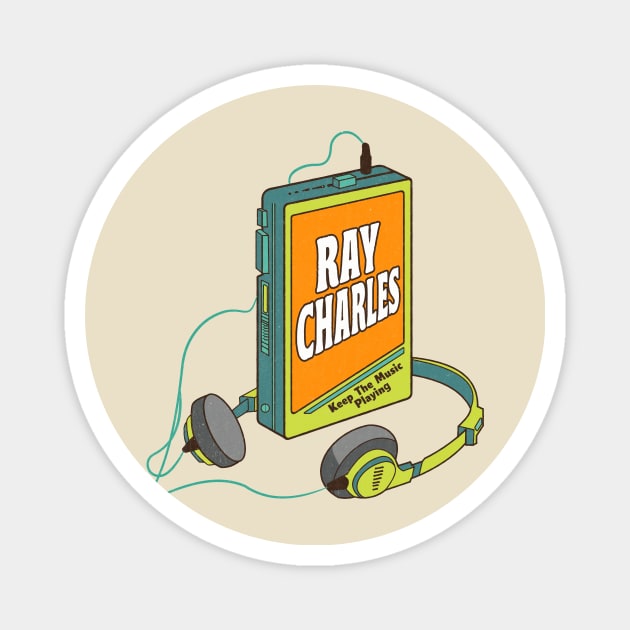 Ray Charles / Retro Walkman Design / Retro Music Art Magnet by EliseOB